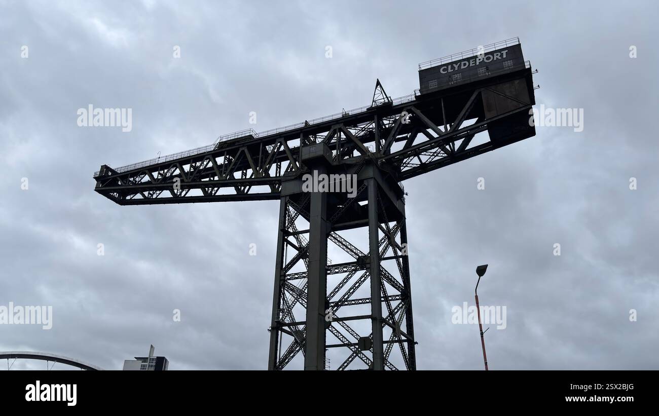 Glasgow city centre views of iconic buildings and famous tourist attractions in the rain. Dull overcast day. Grim Scottish city - Smartphone Captured Stock Image