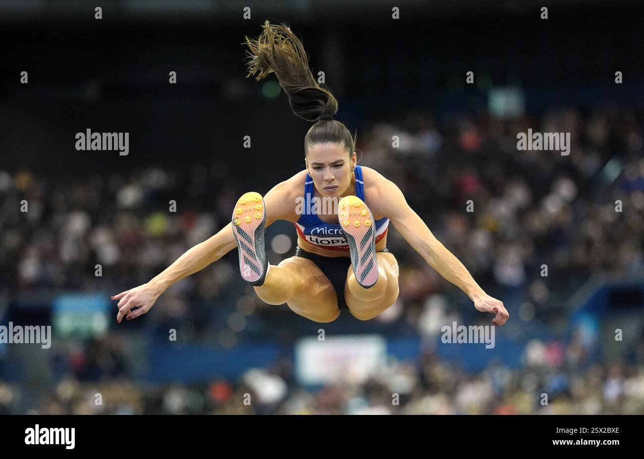 Alice Hopkins in action during the Women's Long Jump on day one of the ...