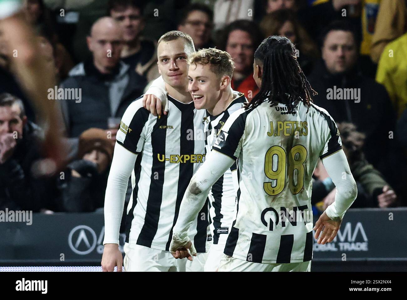 Westerlo, Belgium. 22nd Feb, 2025. Charleroi's Nikola Stulic celebrates ...