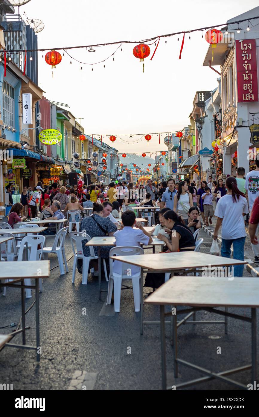 Phuket, Thailand, February 3rd, 2025 a busy street scene in the town ...