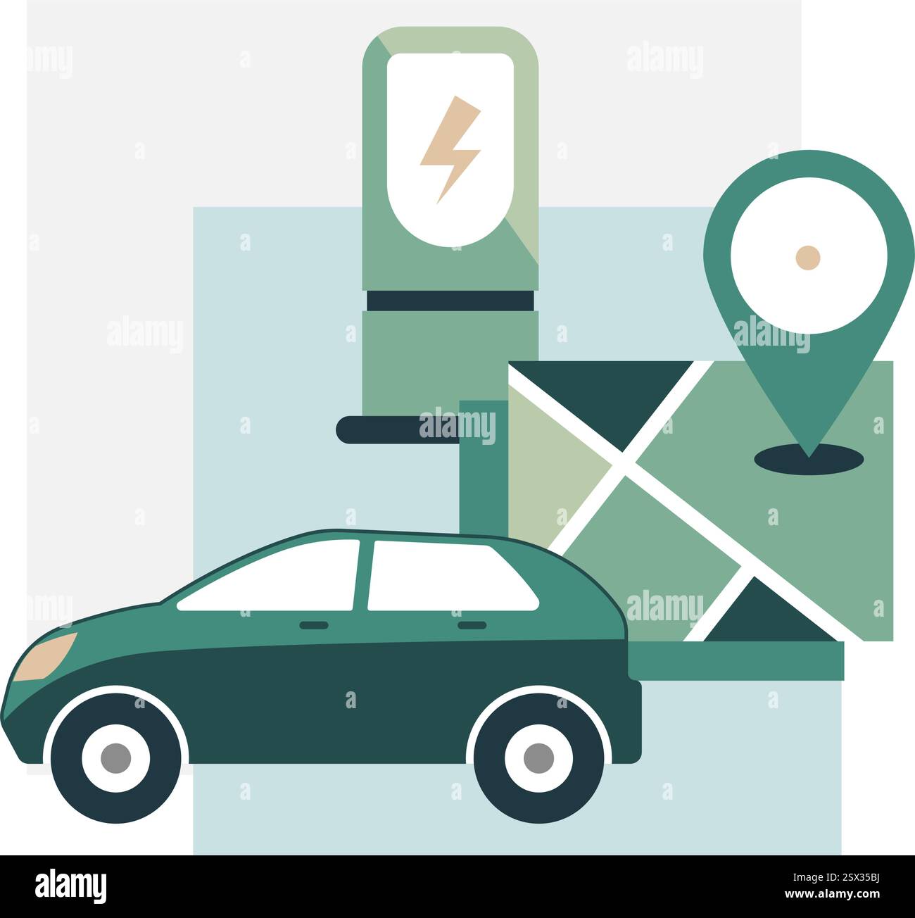 Future is Electric Vehicle - Stock Illustration as EPS 10 File Stock Vector