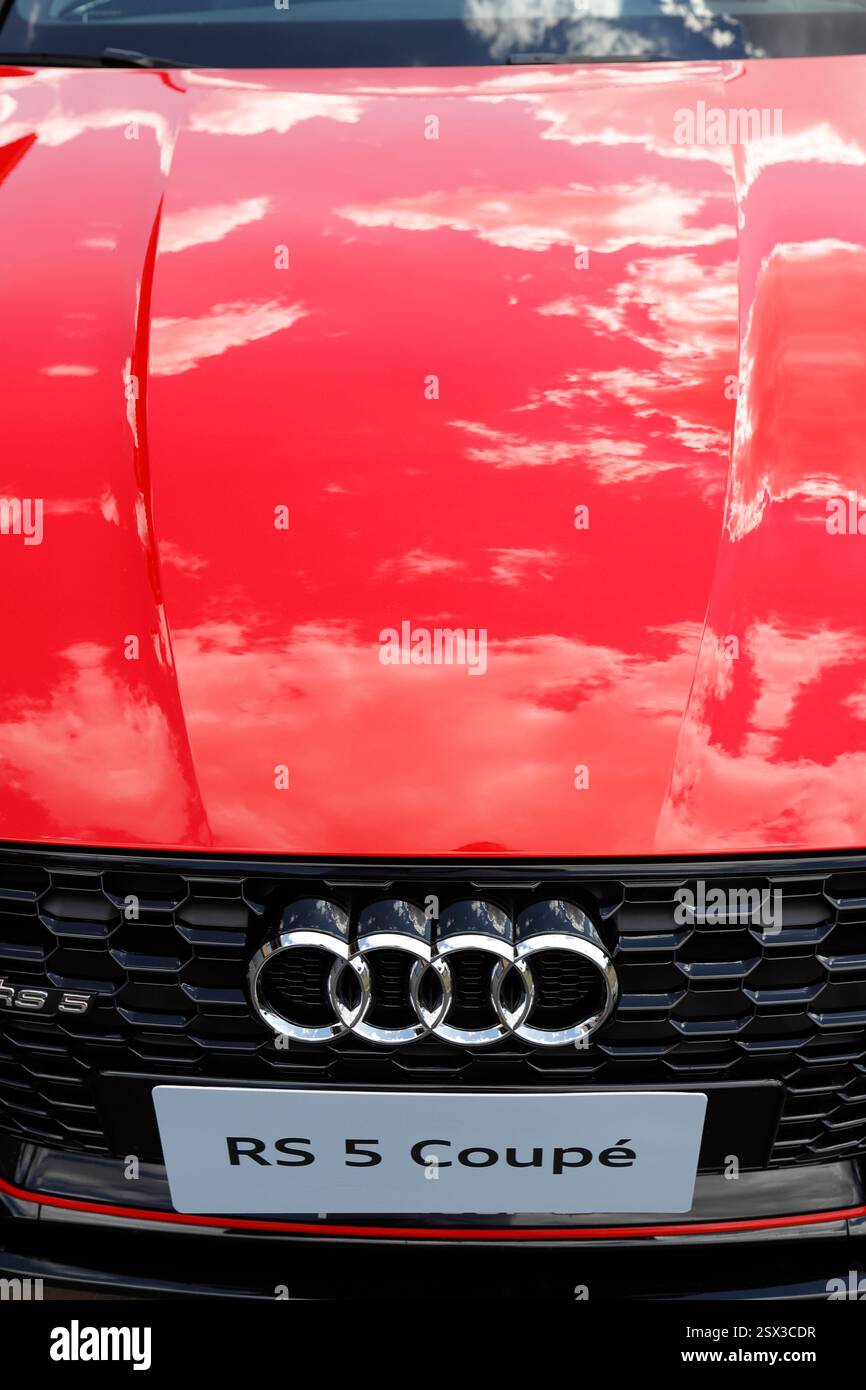 Sao Paulo, Brazil -  Aug 08, 2020 : Red Audi RS 5 Coupe produced by German automobile manufacturer Audi AG Stock Photo