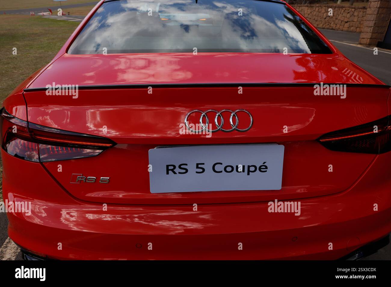 Sao Paulo, Brazil -  Aug 08, 2020 : Red Audi RS 5 Coupe produced by German automobile manufacturer Audi AG Stock Photo