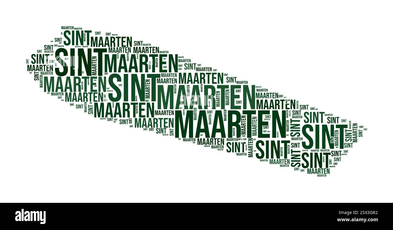 Sint Maarten Word Cloud. Country shape with region division. Sint ...