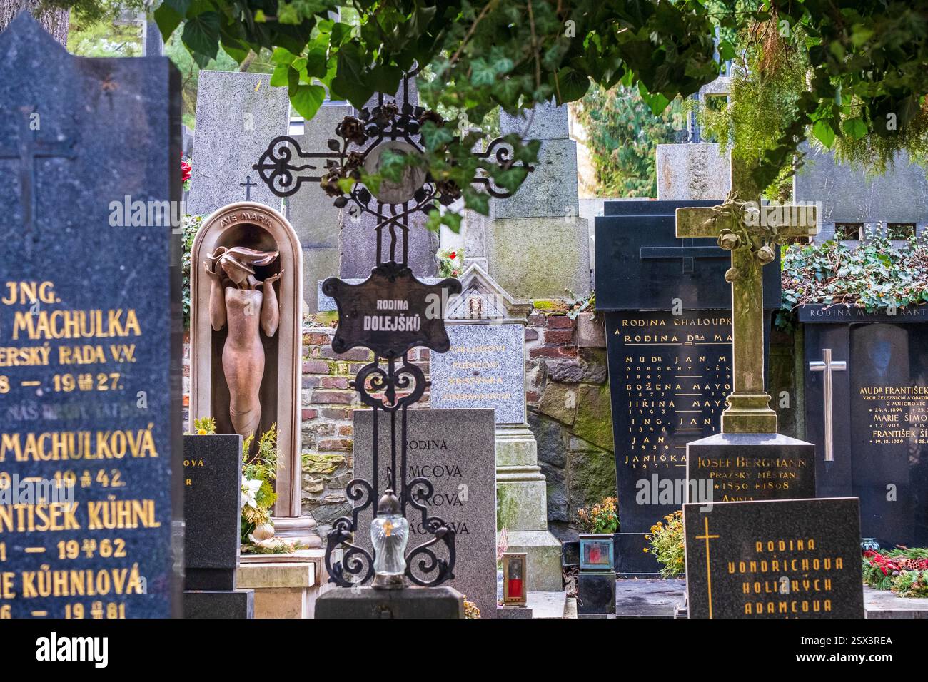 Graves at historic Vyšehrad, Prague, Czech Republic Stock Photo