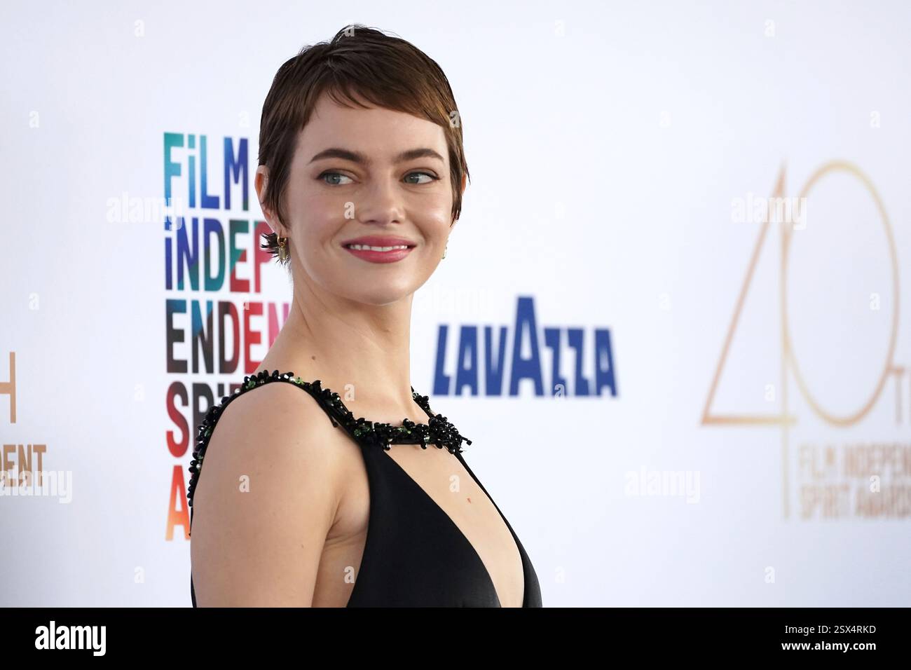 Emma Stone arrives at the Film Independent Spirit Awards on Saturday ...