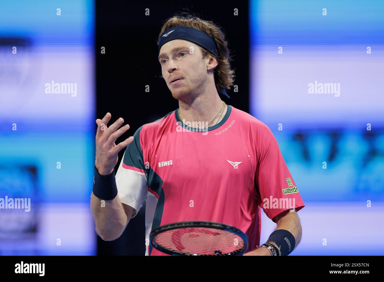 Rublev Doha Andrey Rublev of Russia during the 2025 Qatar ExxonMobil Open, ATP 500 ...