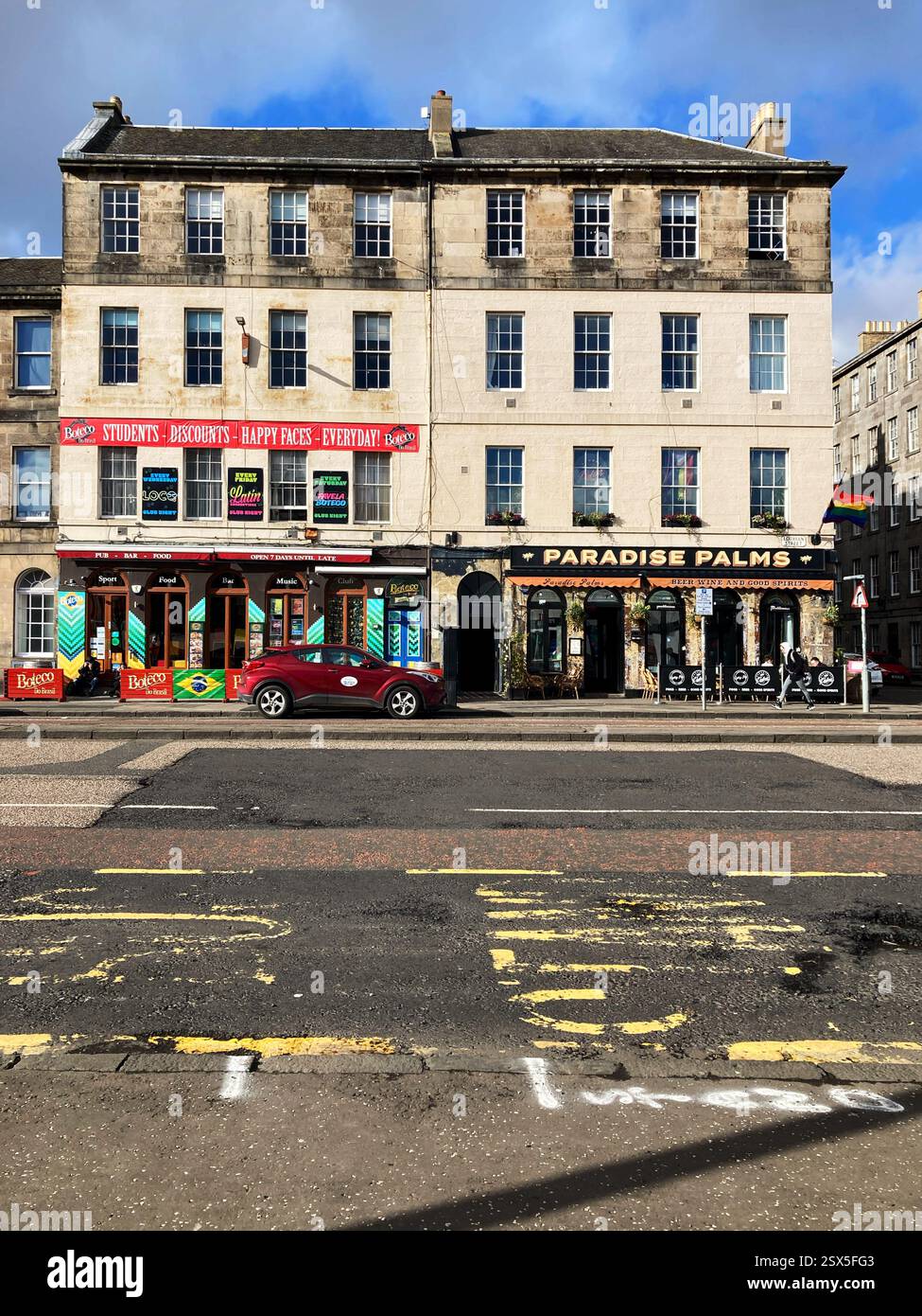 Boteco Do Brasil:authentic Brazilian food, cocktails, club night and Paradise Palms: food, drinks and music, Lothian Street, Edinburgh Scotland - Smartphone Captured Stock Image