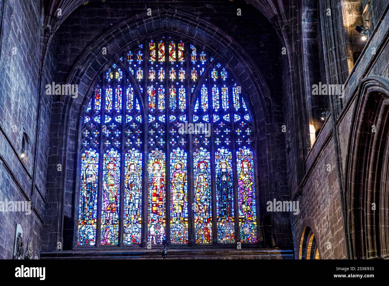 Stained Glass Window at Chester Cathedral Stock Photo - Alamy
