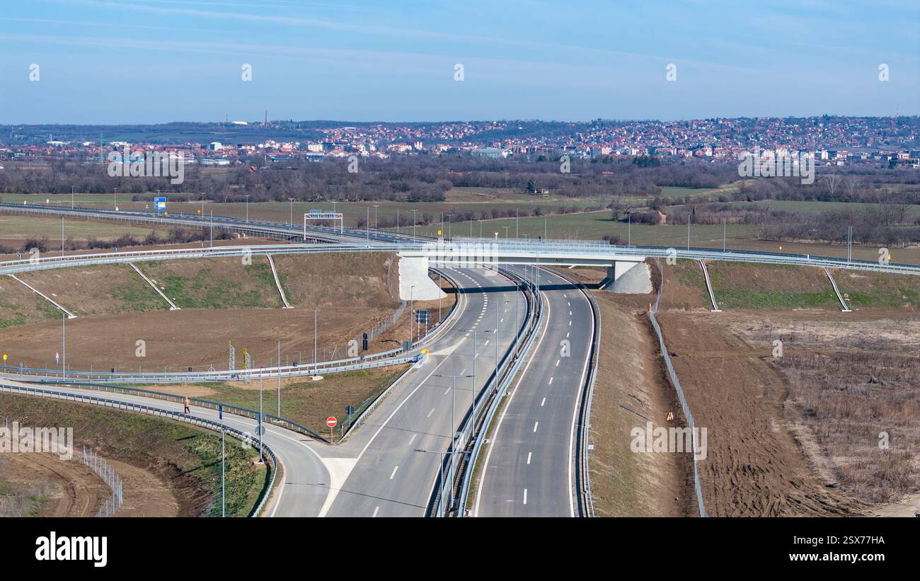 (250223) -- POZAREVAC, Feb. 23, 2025 (Xinhua) -- A drone photo taken on