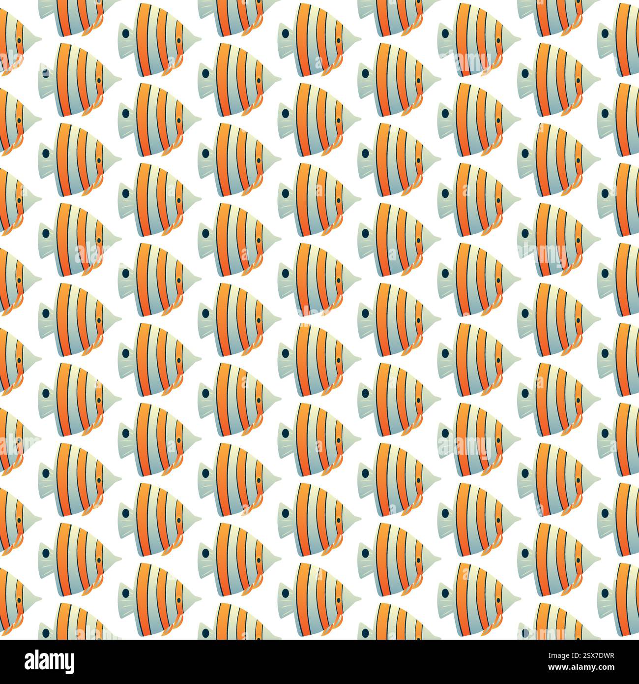 Exotic aquarium or sea fish. Flat style. Vector illustration. Seamless pattern. Stock Vector