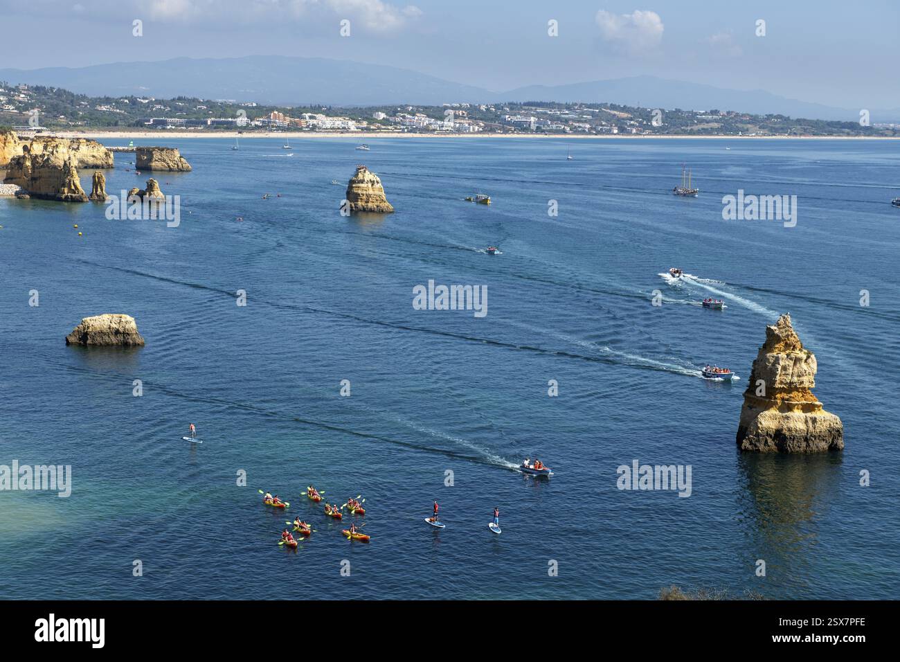 View from above of Praia dos Pinheiros, Lagos, Algarve, Portugal, Europe Stock Photo
