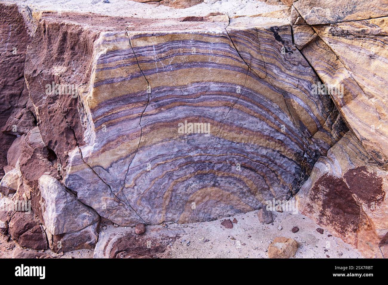 Blue Sedimentary Rocks Sandstone with blue sedimentary layers in the fortress of the Al Ula ...