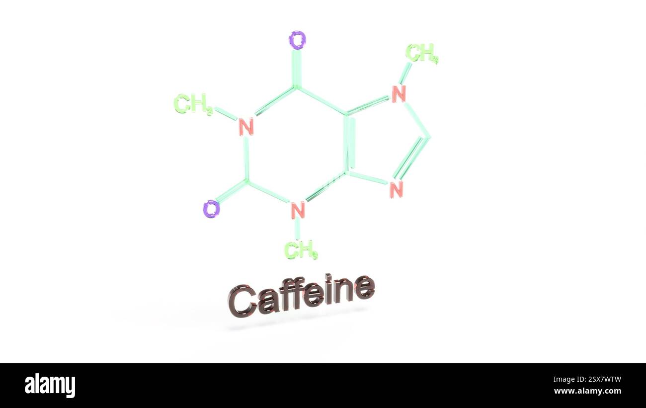 Glass Caffeine molecule rotate on white bg 3d render Stock Photo - Alamy