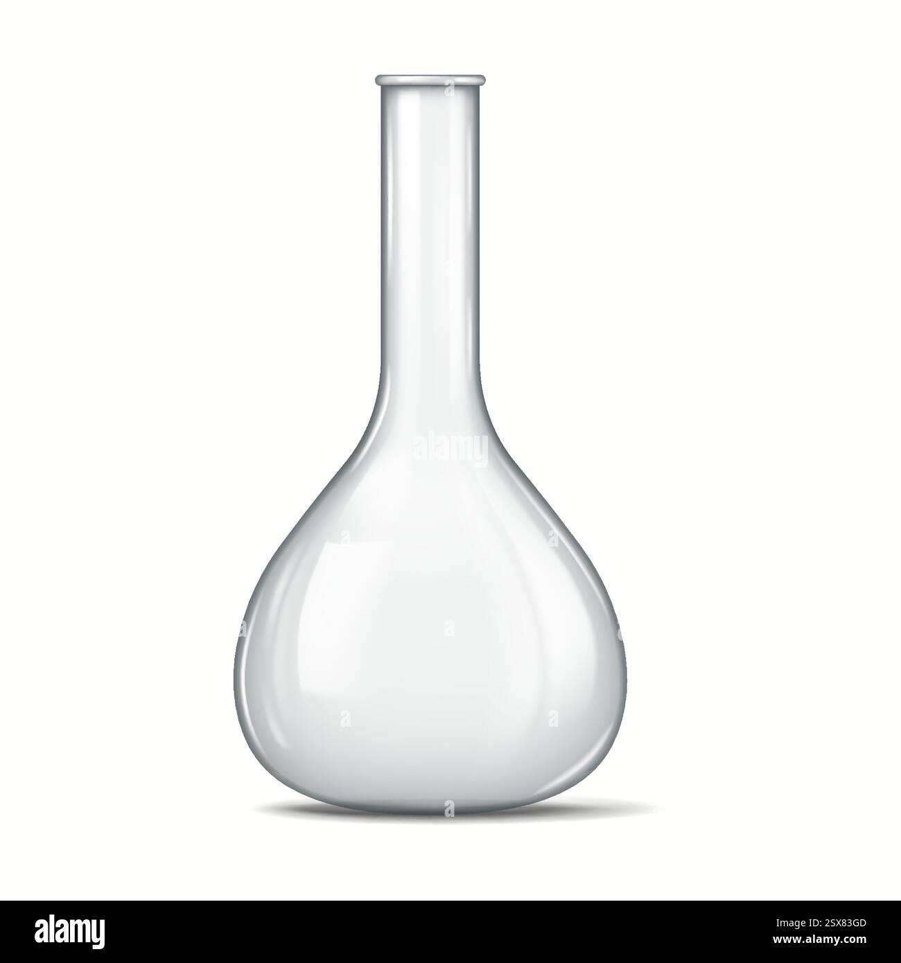 Highly detailed illustration of a transparent laboratory glass flask ...