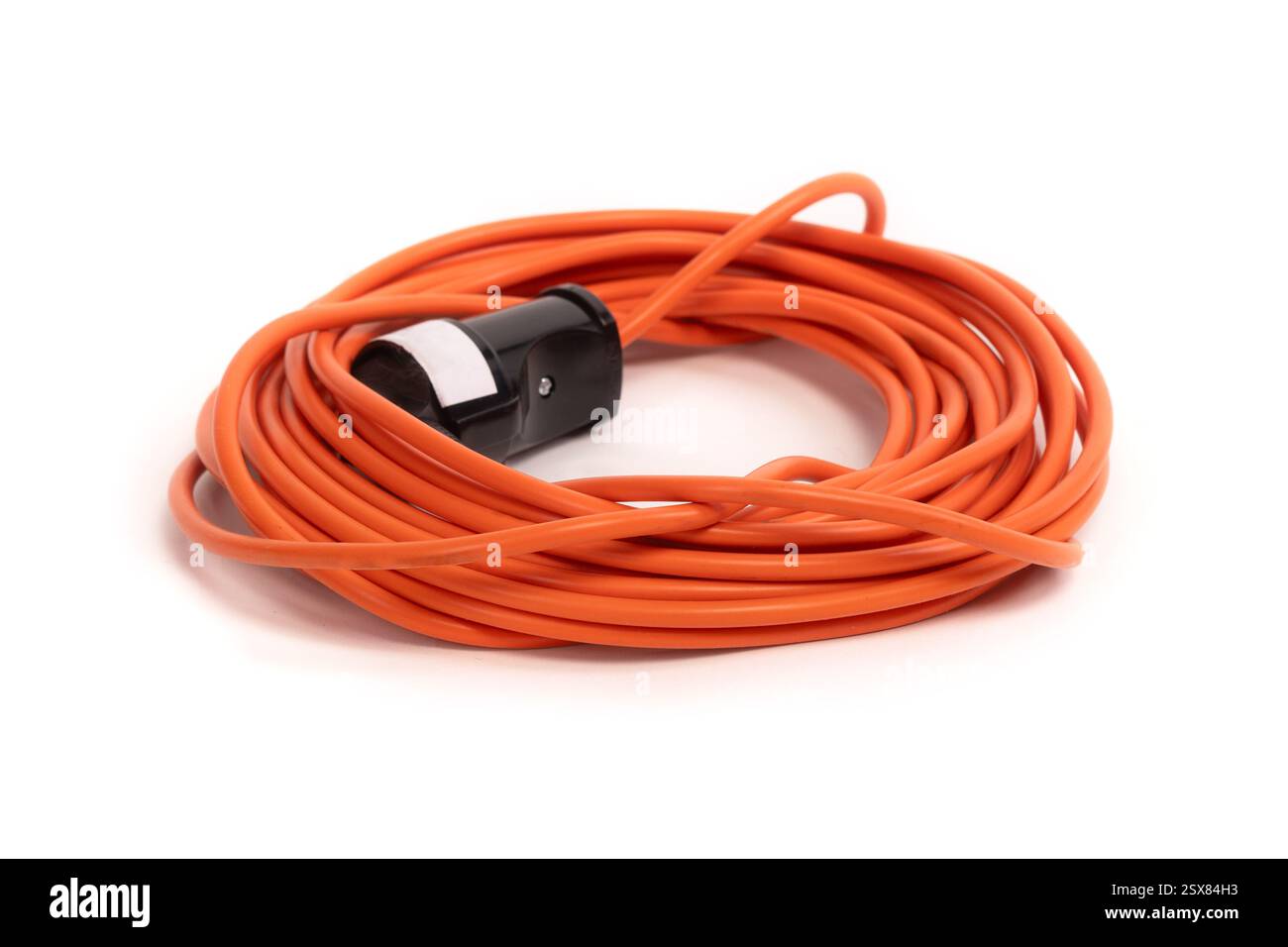 Orange power cable isolated on white background Stock Photo