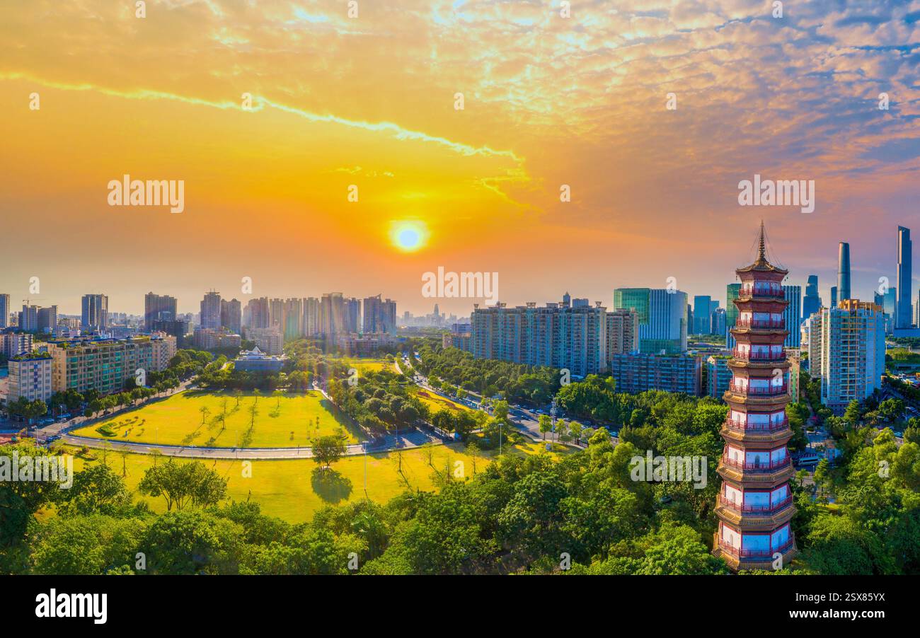Guangzhou Tower and Chigang Tower in Guangzhou, China Stock Photo