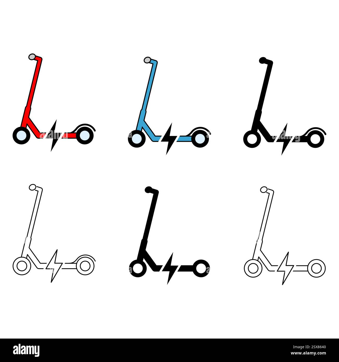 Set of Electric scooter icon, flat eco friendly transport, vehicle vector illustration . Stock Vector