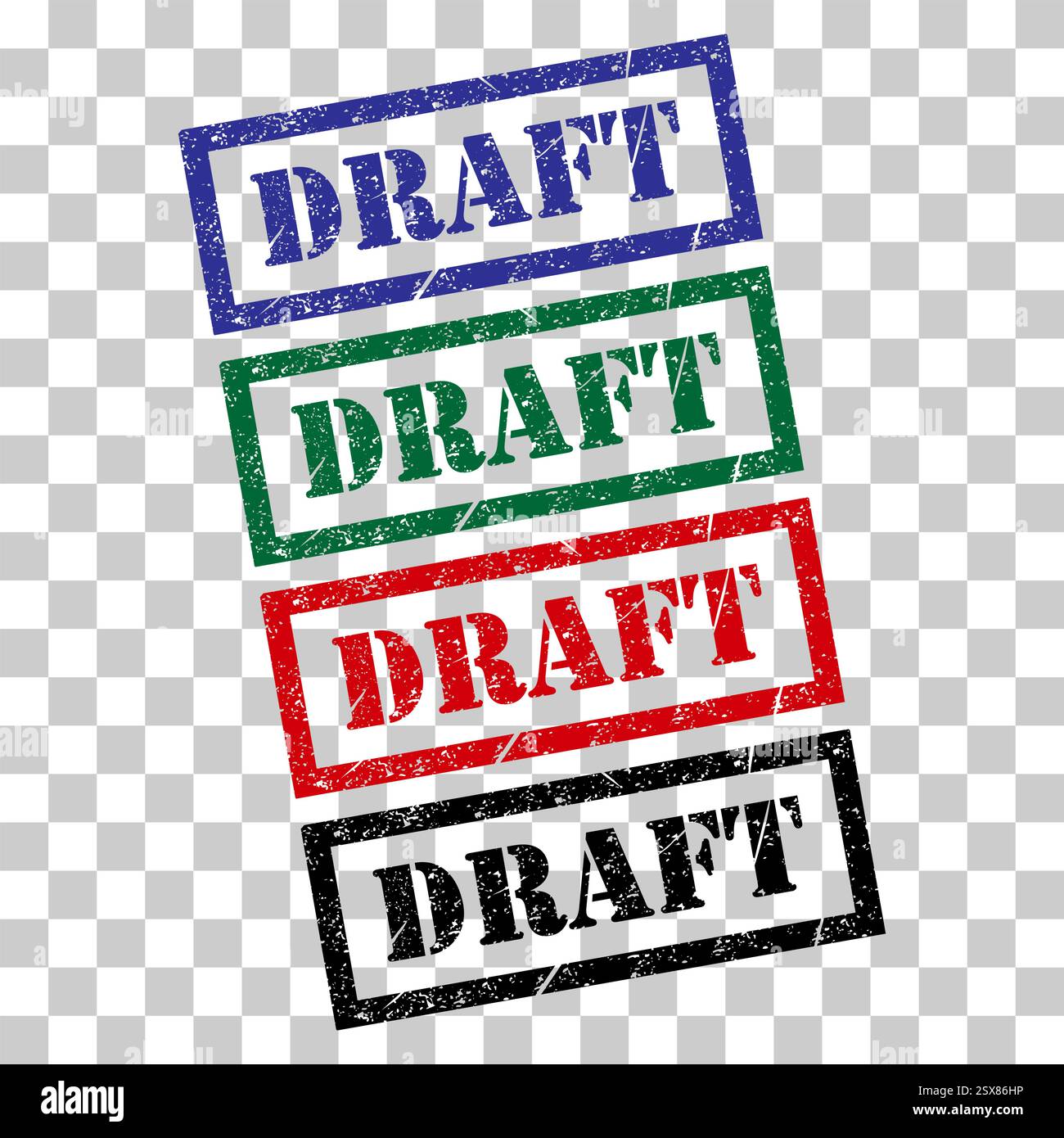 Set of Draft stamp symbol, label sticker sign button, text banner ...