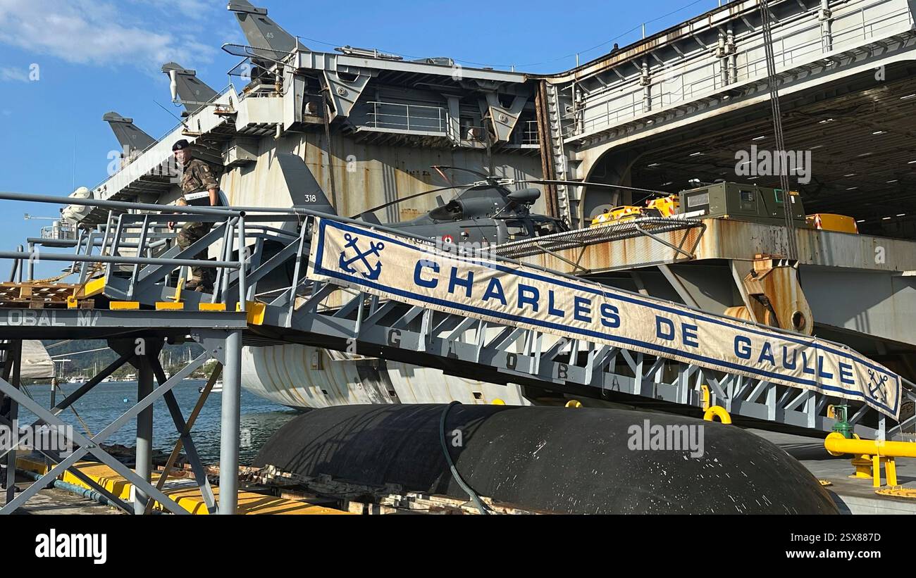French aircraft carrier The Charles de Gaulle docks at Subic Bay, a ...