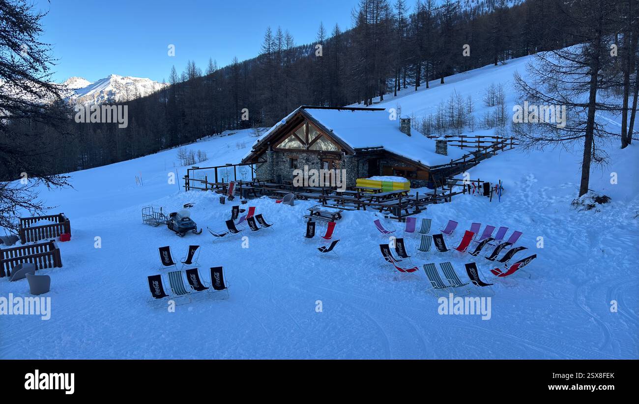 Piedmont Italy Sansicario. Ski resort snow and beautiful mountains. Alps. Alpine Mountain View skiing holiday travel outdoors beautiful winter landsca - Smartphone Captured Stock Image
