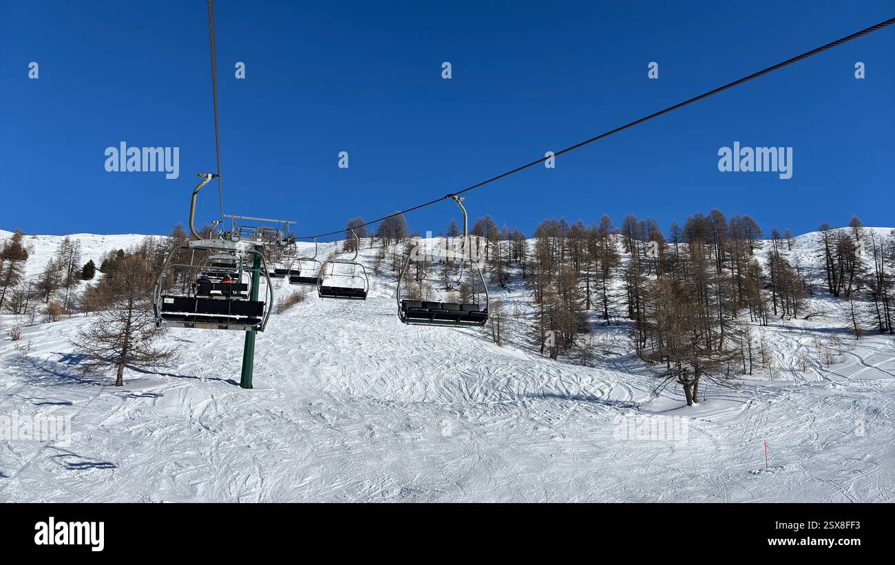 Piedmont Italy Sansicario. Ski resort snow and beautiful mountains. Alps. Alpine Mountain View skiing holiday travel outdoors beautiful winter landsca - Smartphone Captured Stock Image