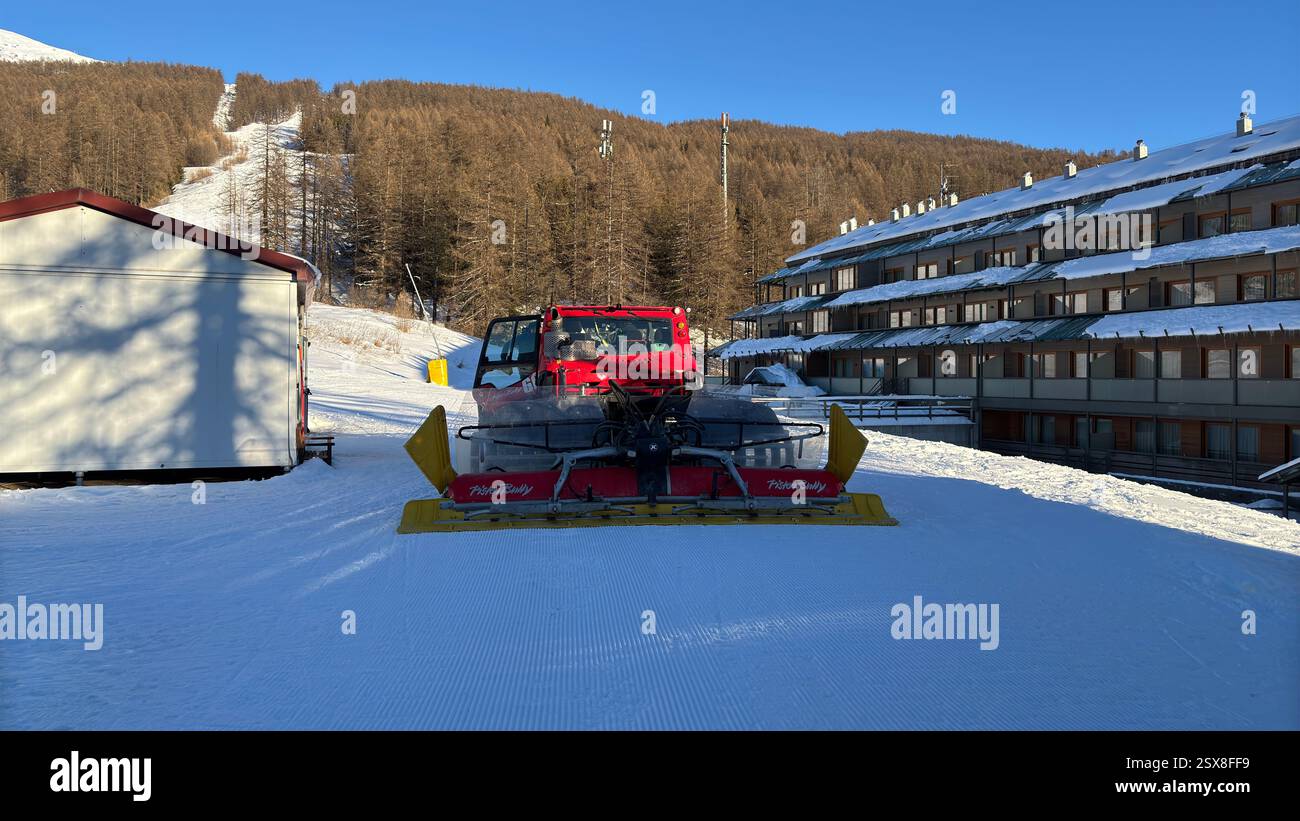 Piedmont Italy Sansicario. Ski resort snow and beautiful mountains. Alps. Alpine Mountain View skiing holiday travel outdoors beautiful winter landsca - Smartphone Captured Stock Image