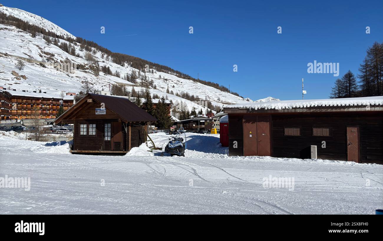 Piedmont Italy Sansicario. Ski resort snow and beautiful mountains. Alps. Alpine Mountain View skiing holiday travel outdoors beautiful winter landsca - Smartphone Captured Stock Image