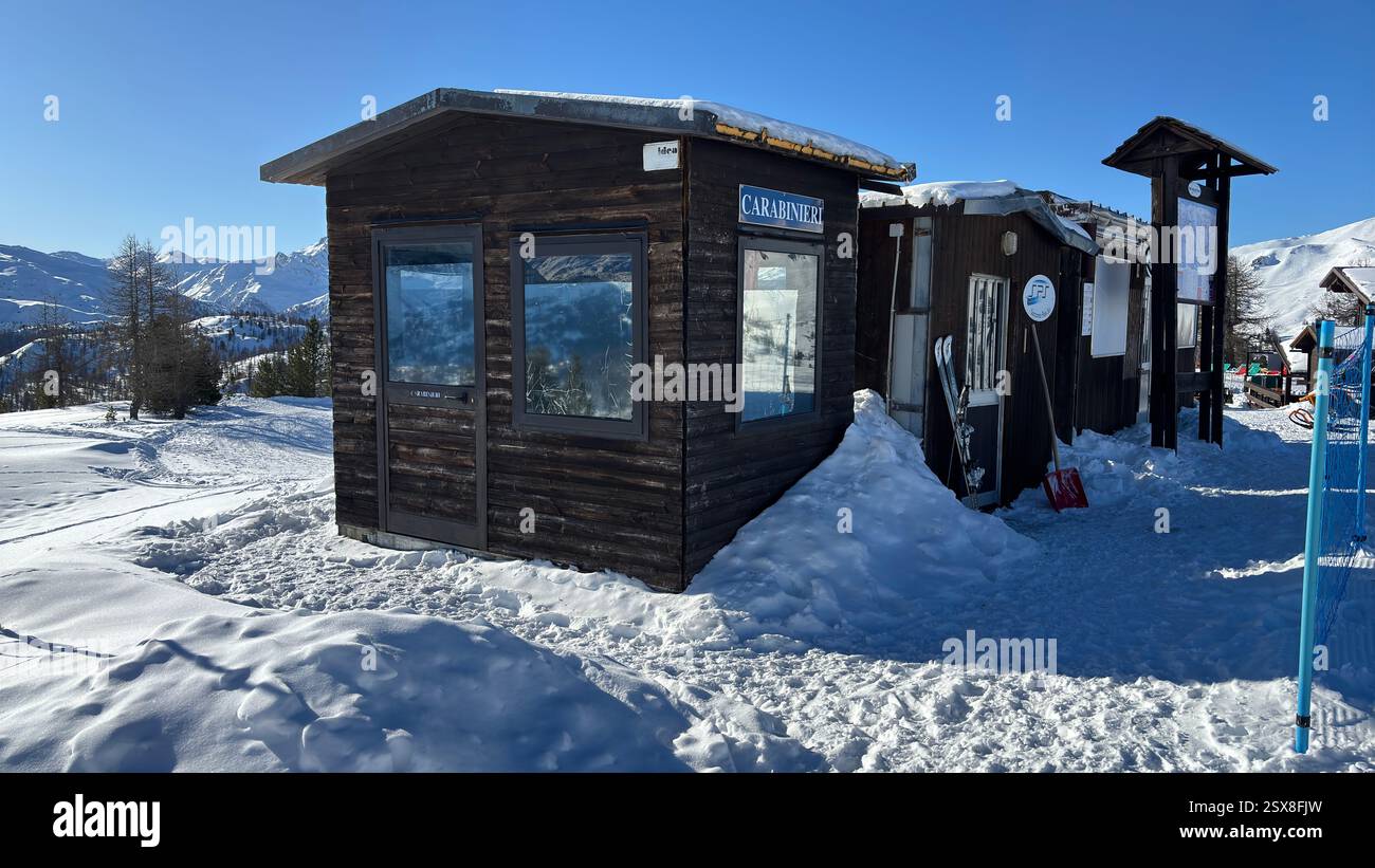 Piedmont Italy Sansicario. Ski resort snow and beautiful mountains. Alps. Alpine Mountain View skiing holiday travel outdoors beautiful winter landsca - Smartphone Captured Stock Image