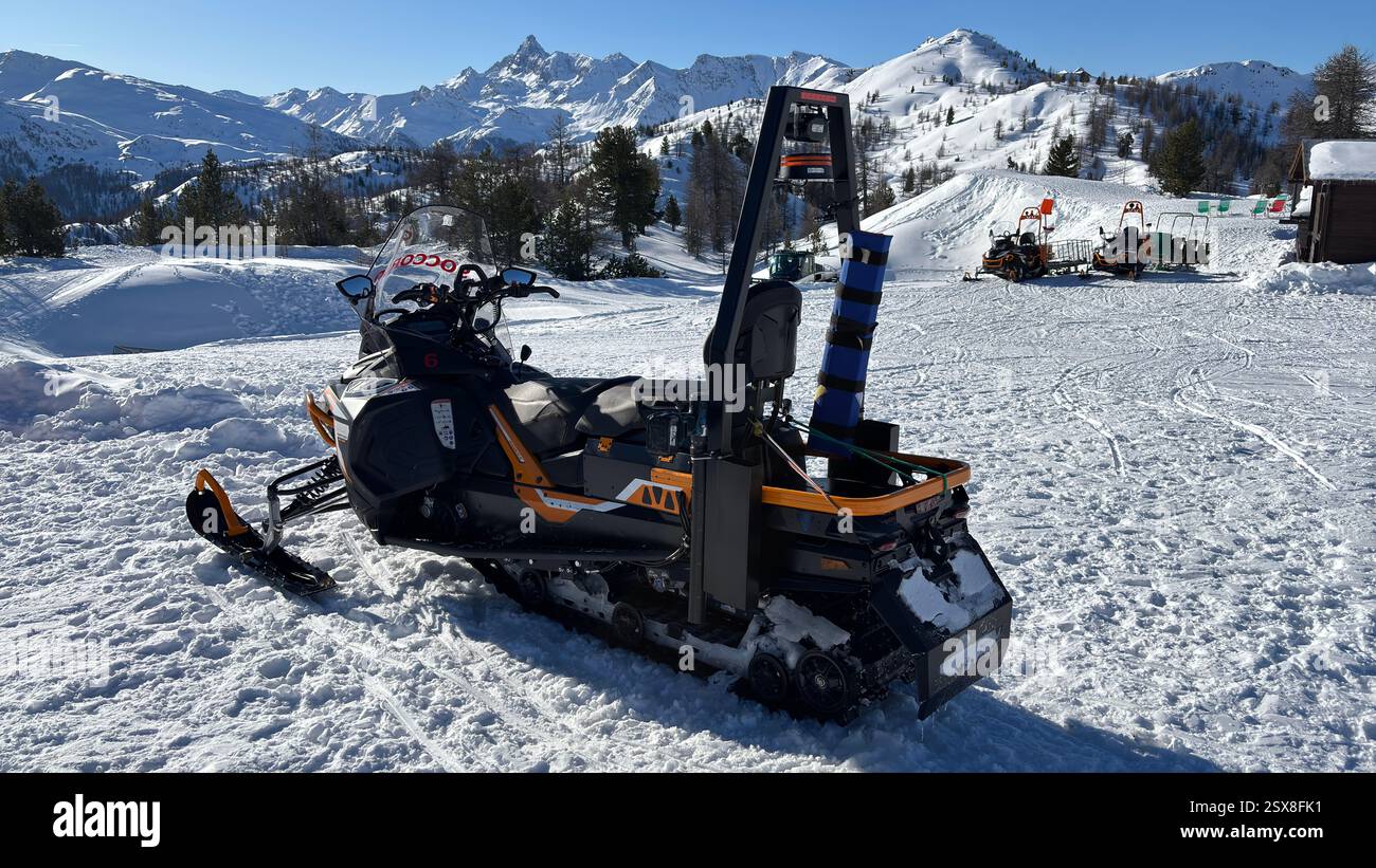 Piedmont Italy Sansicario. Ski resort snow and beautiful mountains. Alps. Alpine Mountain View skiing holiday travel outdoors beautiful winter landsca - Smartphone Captured Stock Image