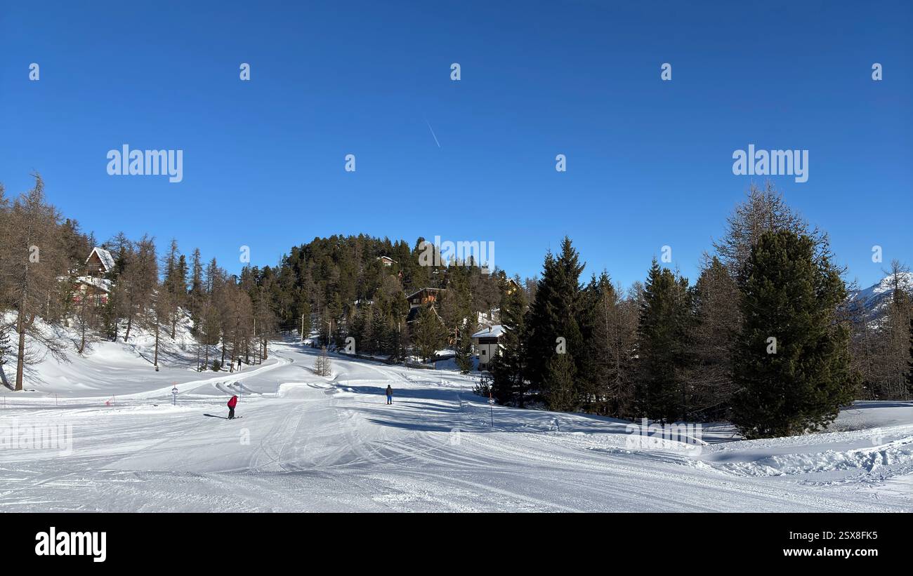 Piedmont Italy Sansicario. Ski resort snow and beautiful mountains. Alps. Alpine Mountain View skiing holiday travel outdoors beautiful winter landsca - Smartphone Captured Stock Image