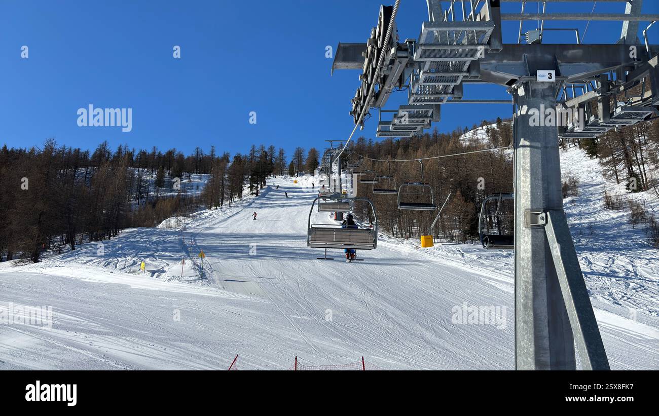 Piedmont Italy Sansicario. Ski resort snow and beautiful mountains. Alps. Alpine Mountain View skiing holiday travel outdoors beautiful winter landsca - Smartphone Captured Stock Image