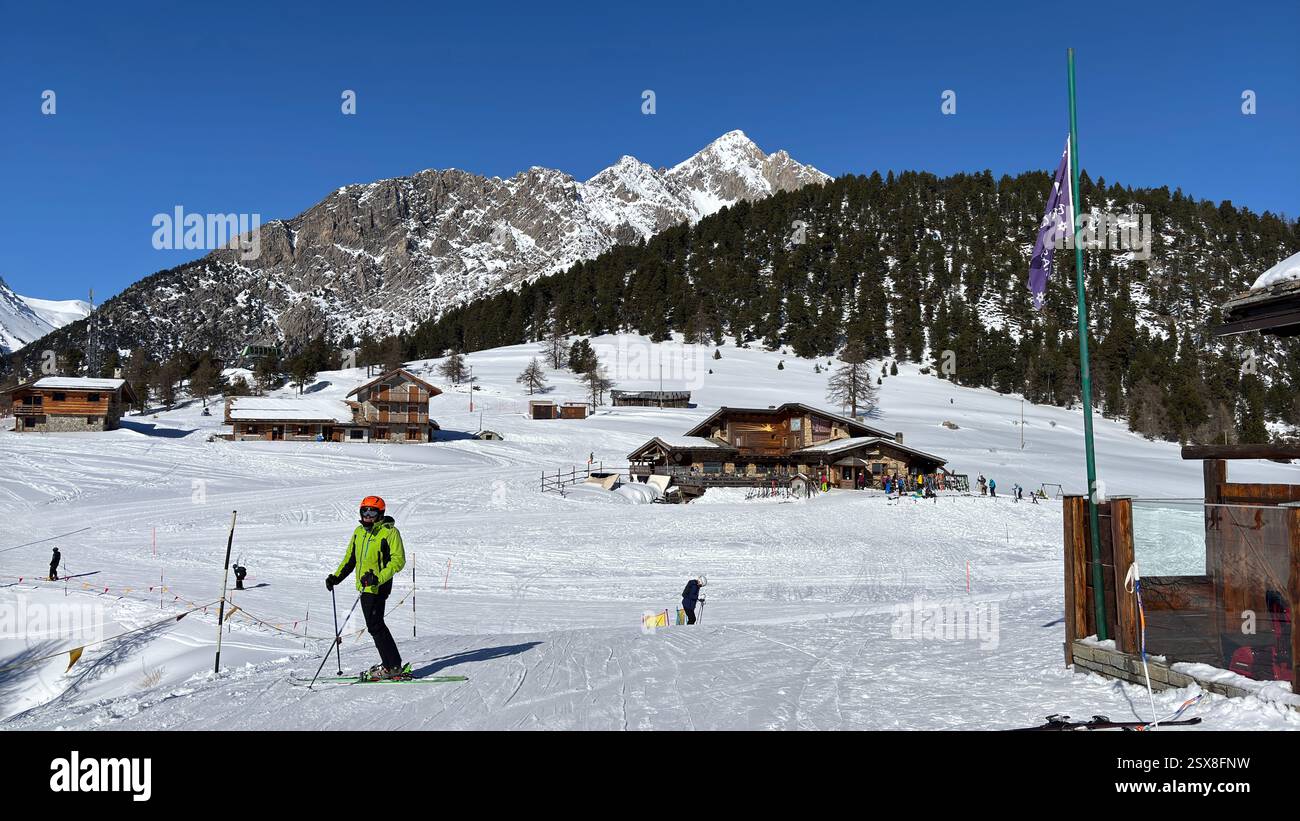 Piedmont Italy Sansicario. Ski resort snow and beautiful mountains. Alps. Alpine Mountain View skiing holiday travel outdoors beautiful winter landsca - Smartphone Captured Stock Image