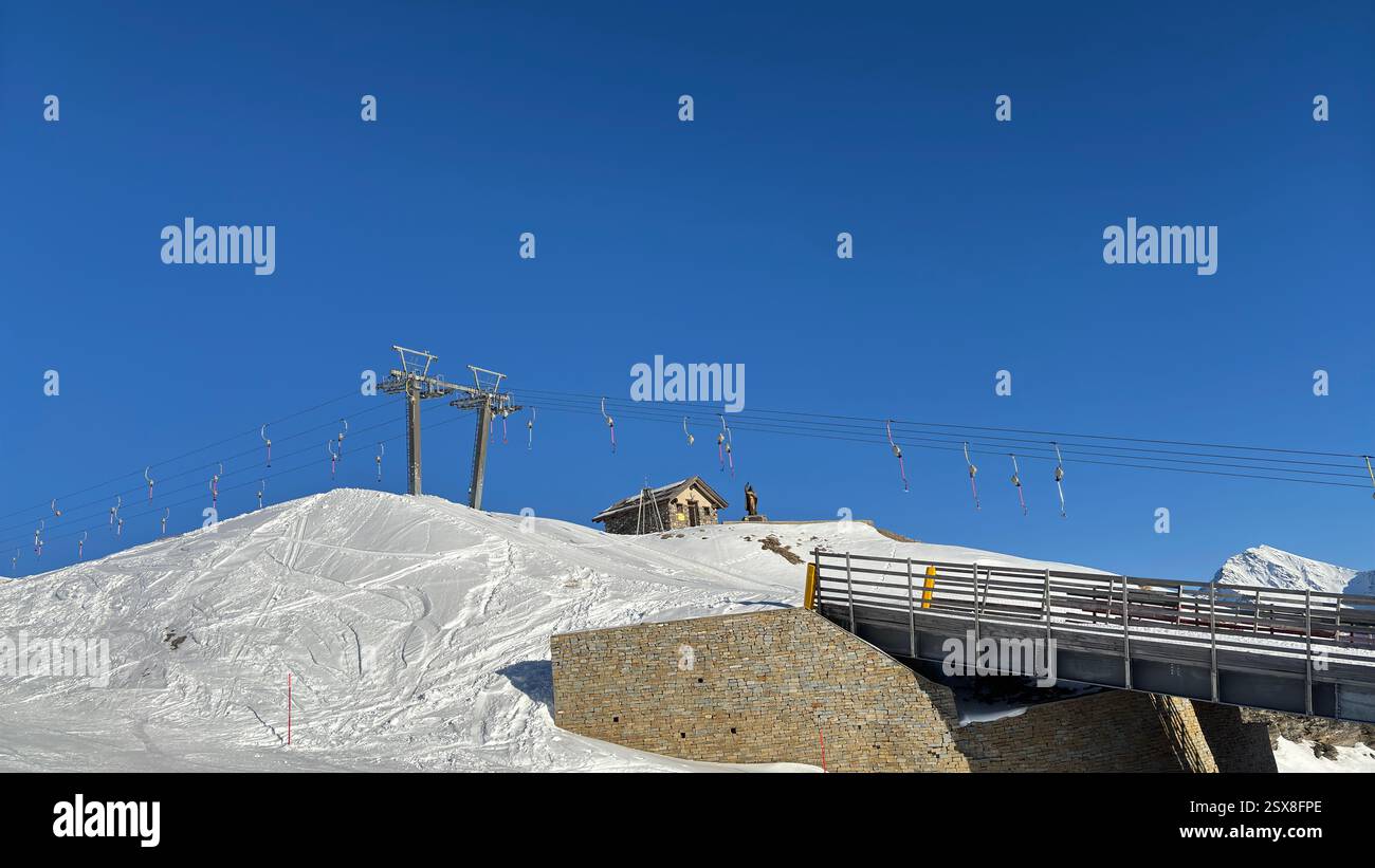 Piedmont Italy Sansicario. Ski resort snow and beautiful mountains. Alps. Alpine Mountain View skiing holiday travel outdoors beautiful winter landsca - Smartphone Captured Stock Image