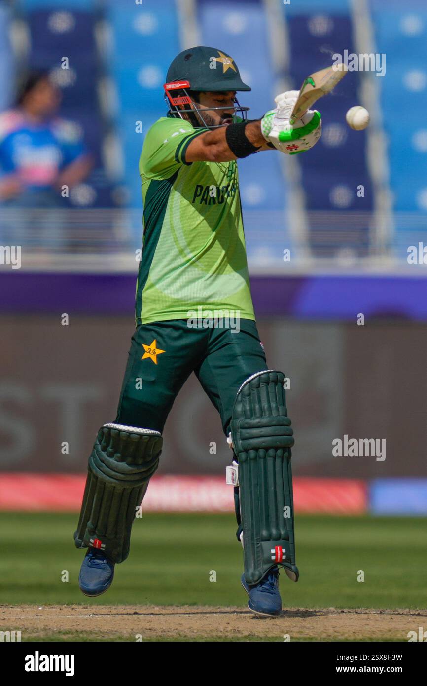 Pakistan's captain Mohammad Rizwan plays a shot during the ICC ...