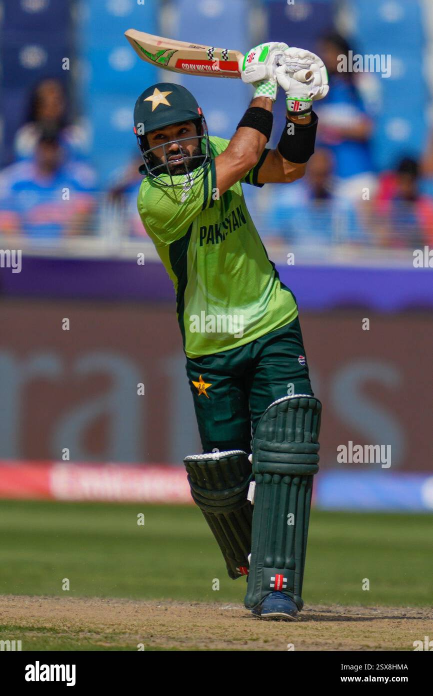 Pakistan's captain Mohammad Rizwan plays a shot during the ICC ...