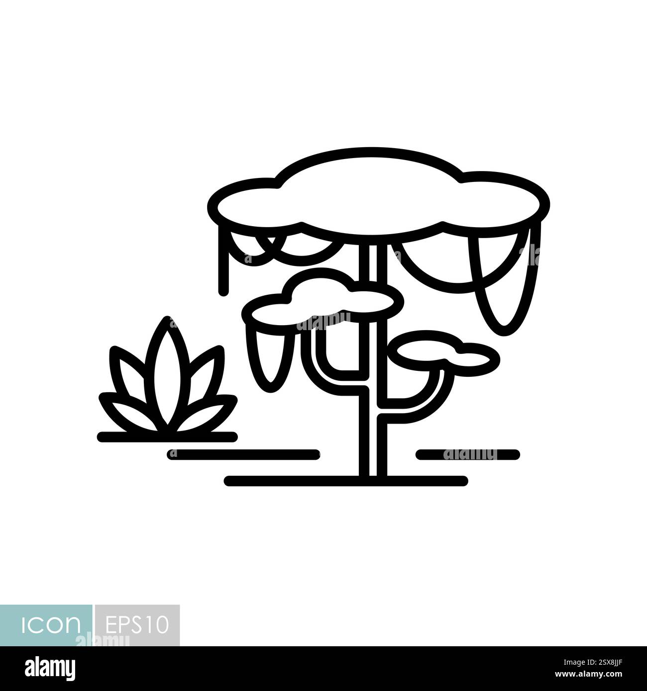 Forest scene with liana and tree icon. Nature sign. Graph symbol for ...