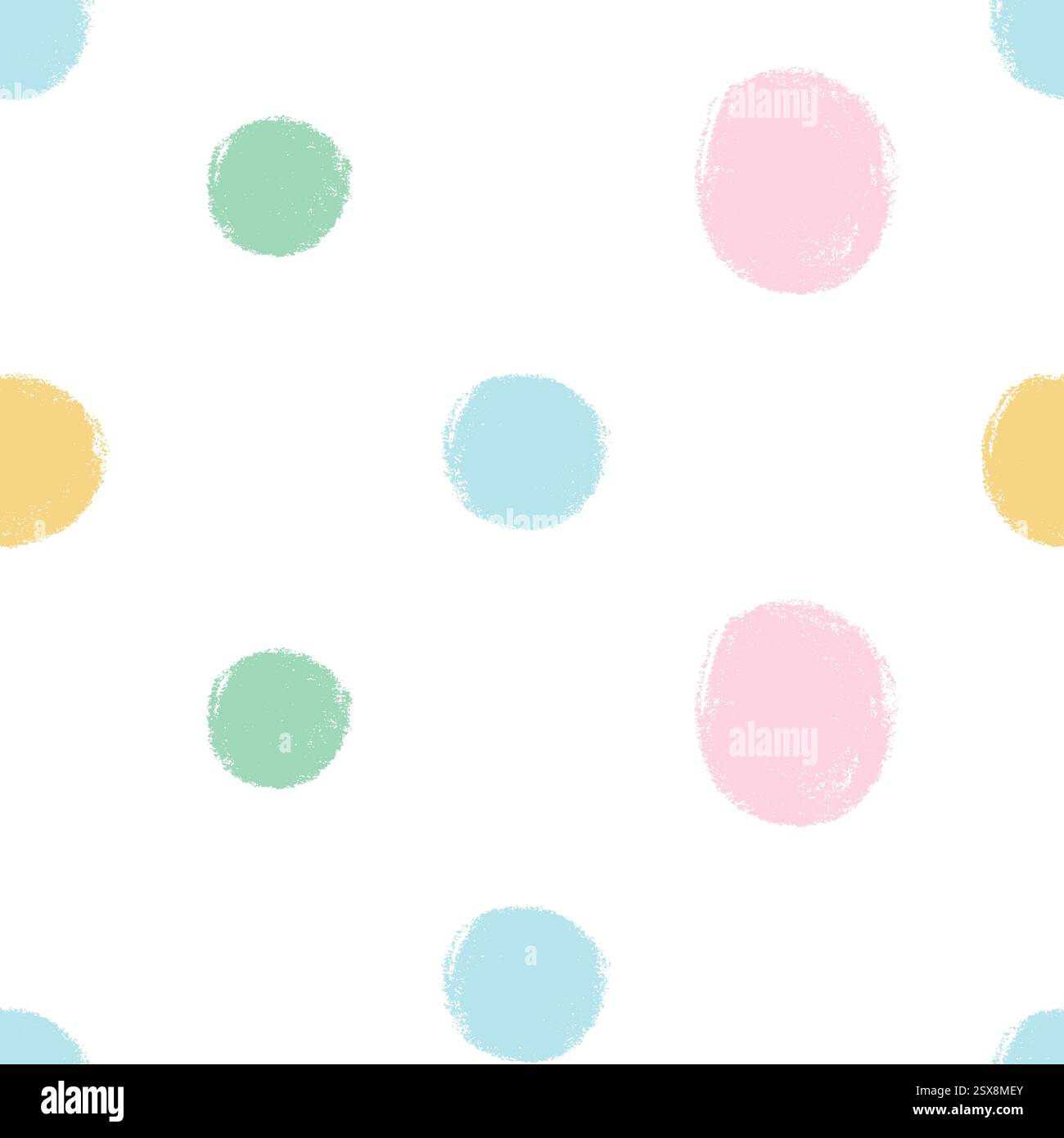 Polka dots abstract seamless pattern couache drawn. Circular spots allover background. Round brush blobs repeat cover. Scribble oval elements marker d Stock Vector