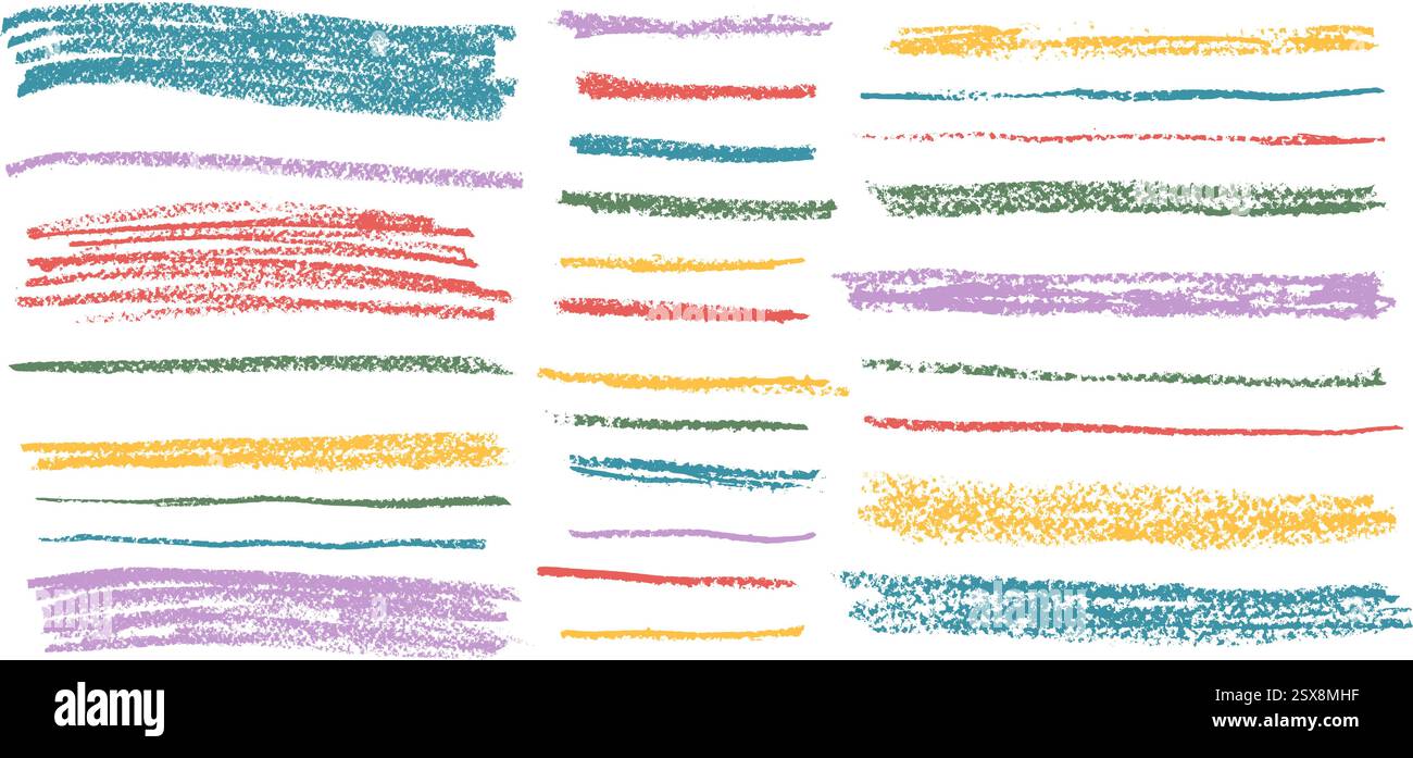 Crayon underline set. Pencil scribble lines pack. Vector hand drawn ...