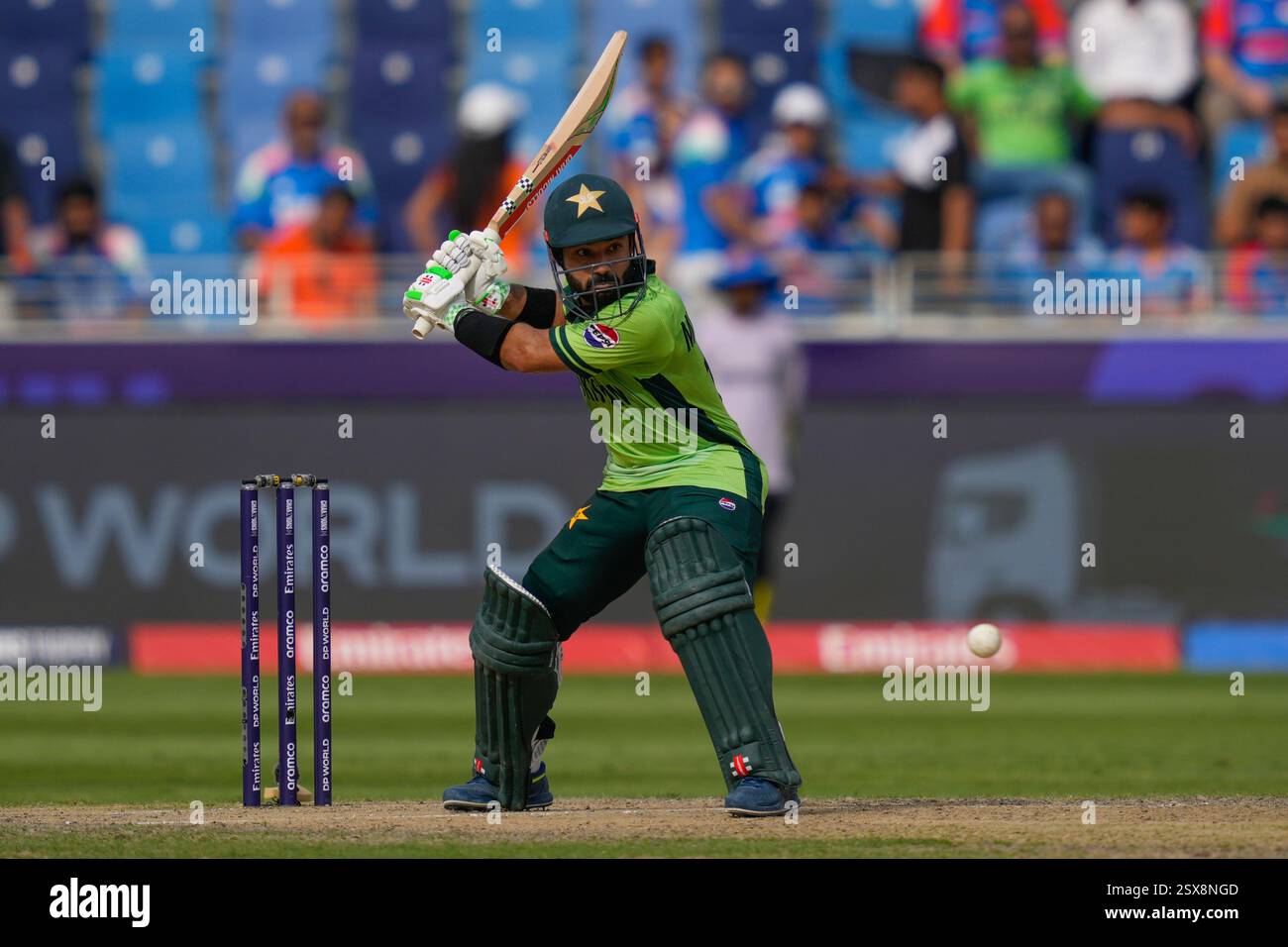 Pakistan's captain Mohammad Rizwan plays a shot during the ICC ...