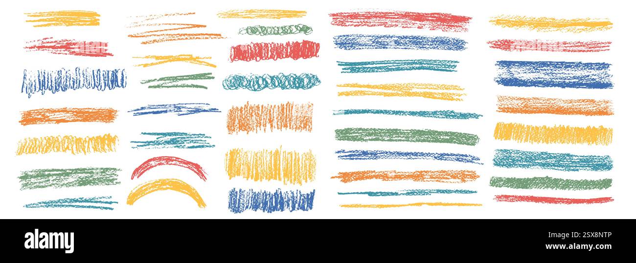 Scribble underlines set. Pencil or crayon lines pack. Vector hand drawn ...