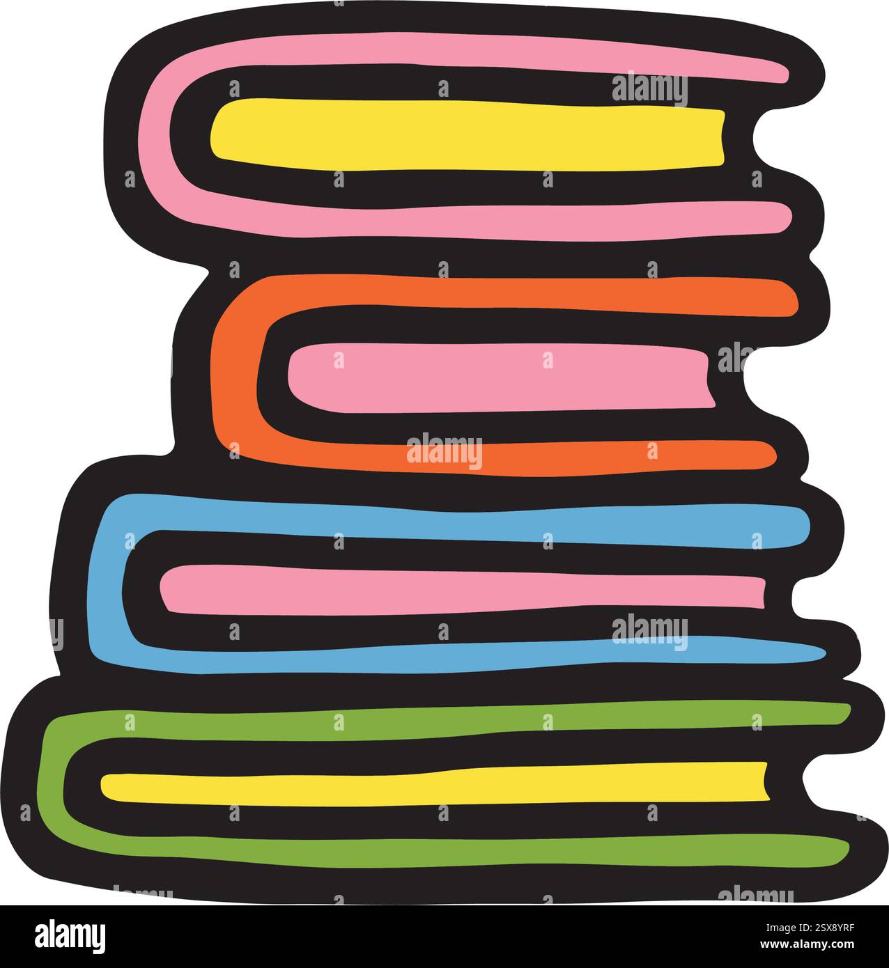 Doodle pile of books icon hand drawn with black line, freehand style ...