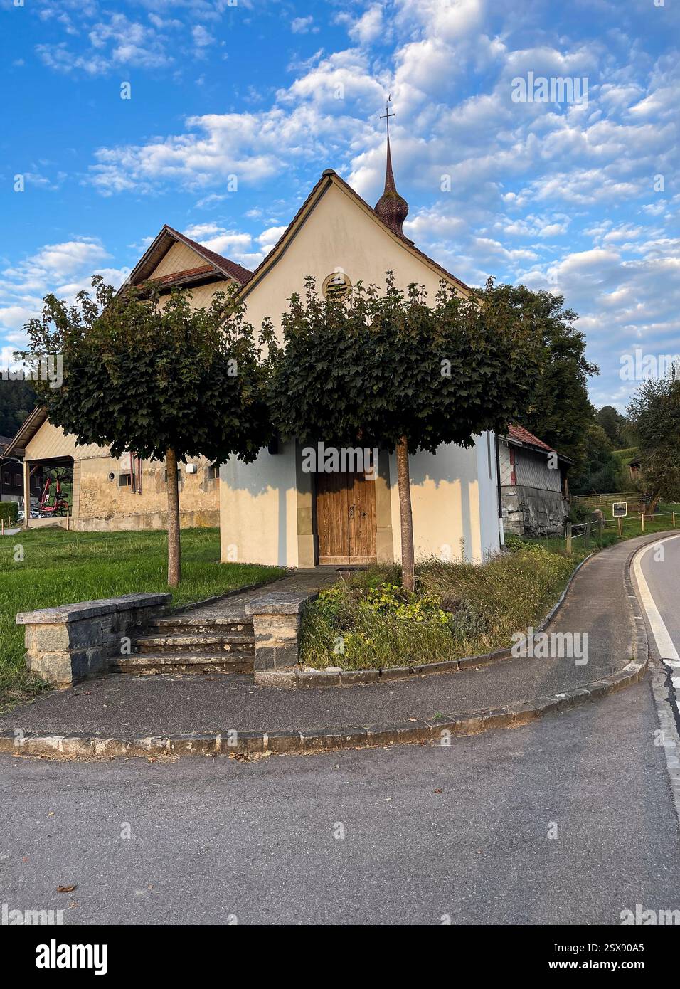 Small rural Swiss chapel. Switzerland. 2024 iPhone roadtrip - Smartphone Captured Stock Image