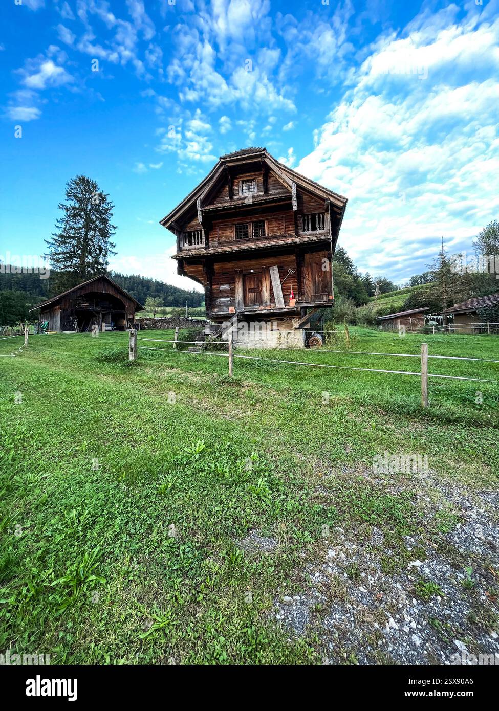 Traditional Swiss chalet. Switzerland. 2024 iPhone roadtrip - Smartphone Captured Stock Image