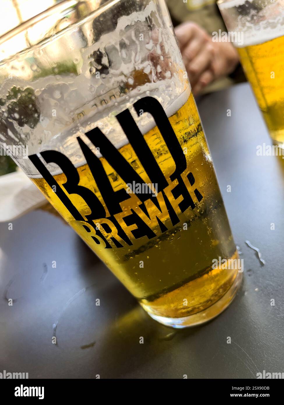 A Bad Brewer beer in Gradara castle. 2024 iPhone roadtrip - Smartphone Captured Stock Image