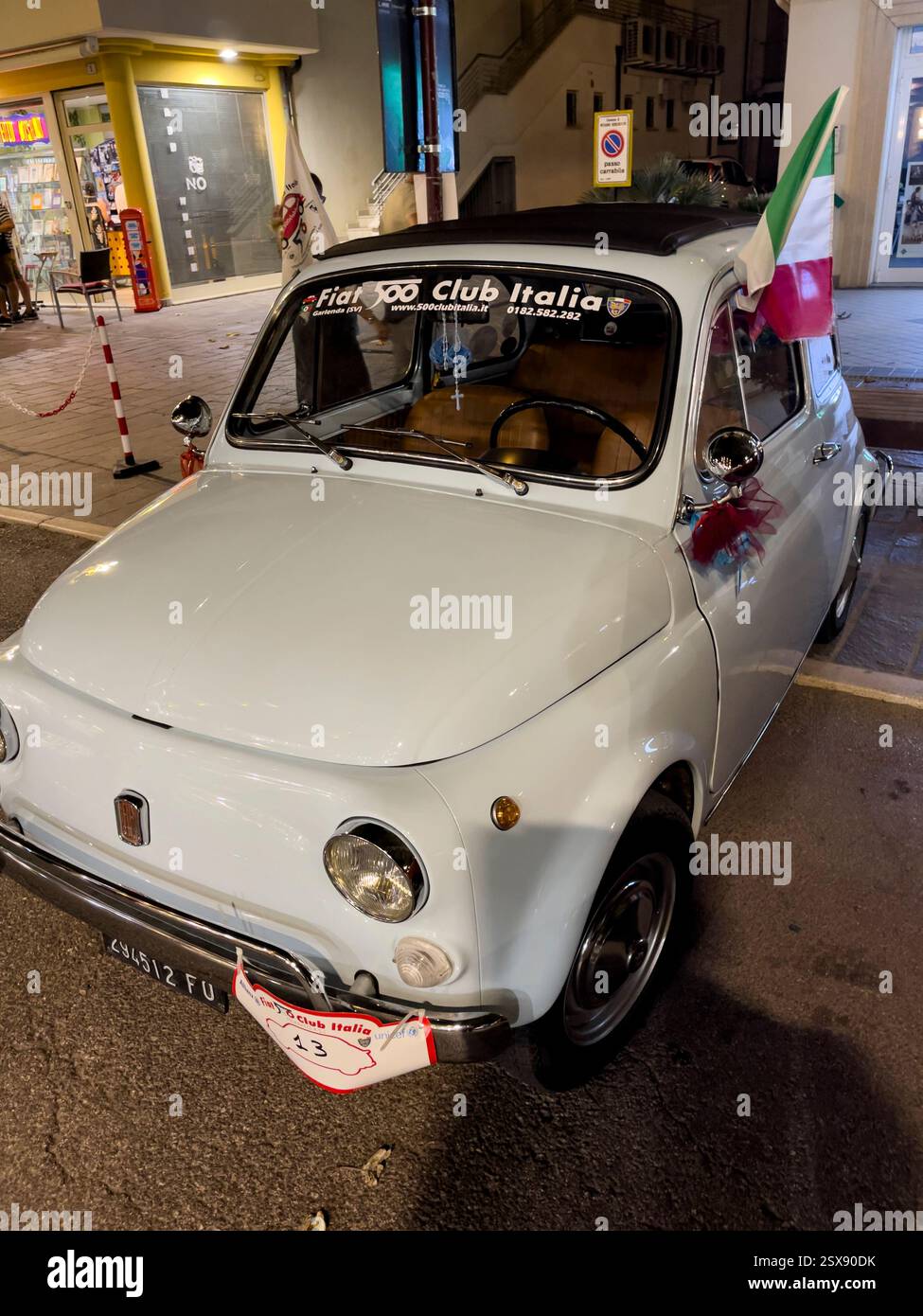 Classic Fiat 500 Cinquecento's in Misano, Italy.2024 iPhone roadtrip - Smartphone Captured Stock Image