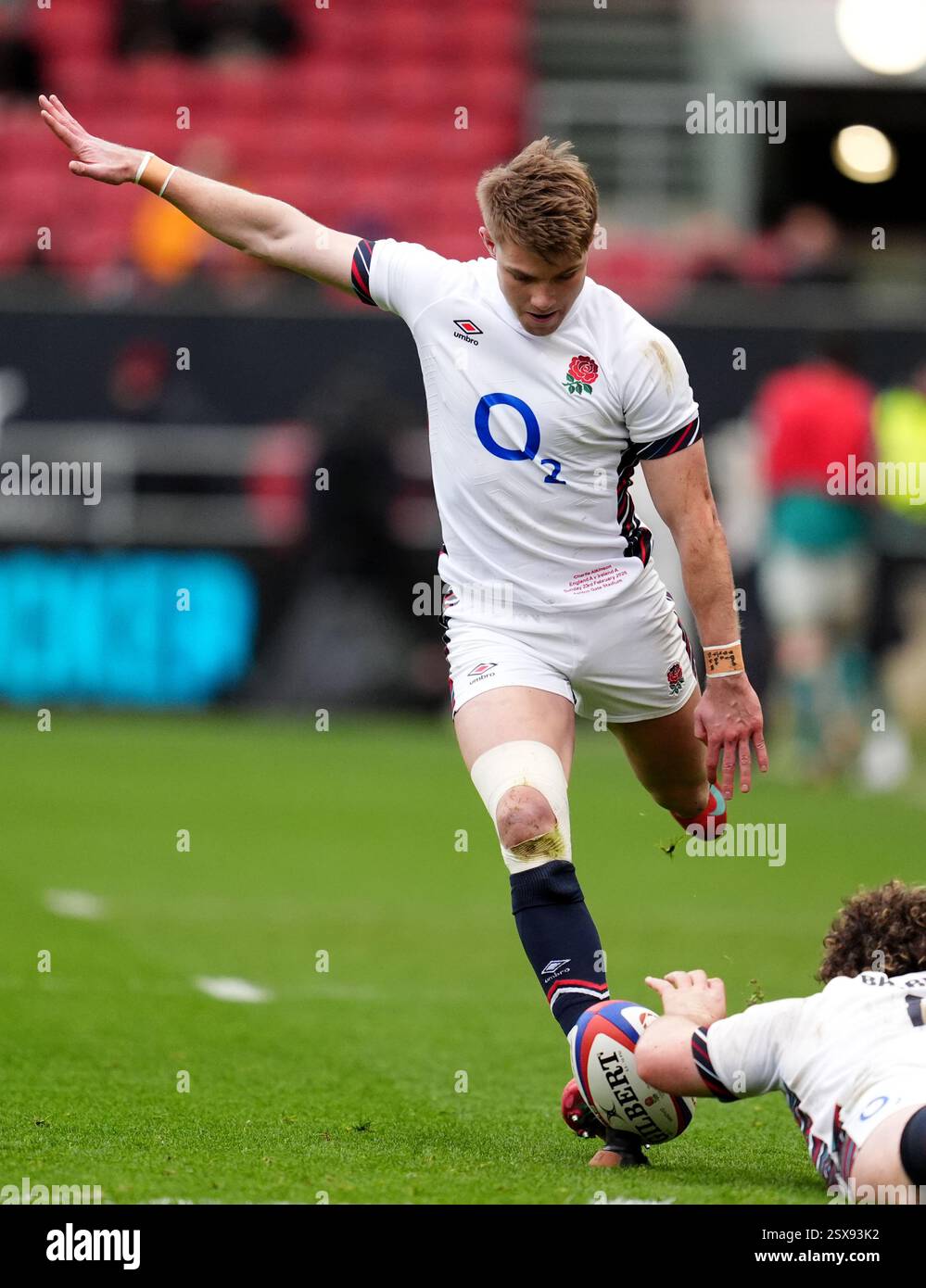 England's Charlie Atkinson scores a conversion during the international ...