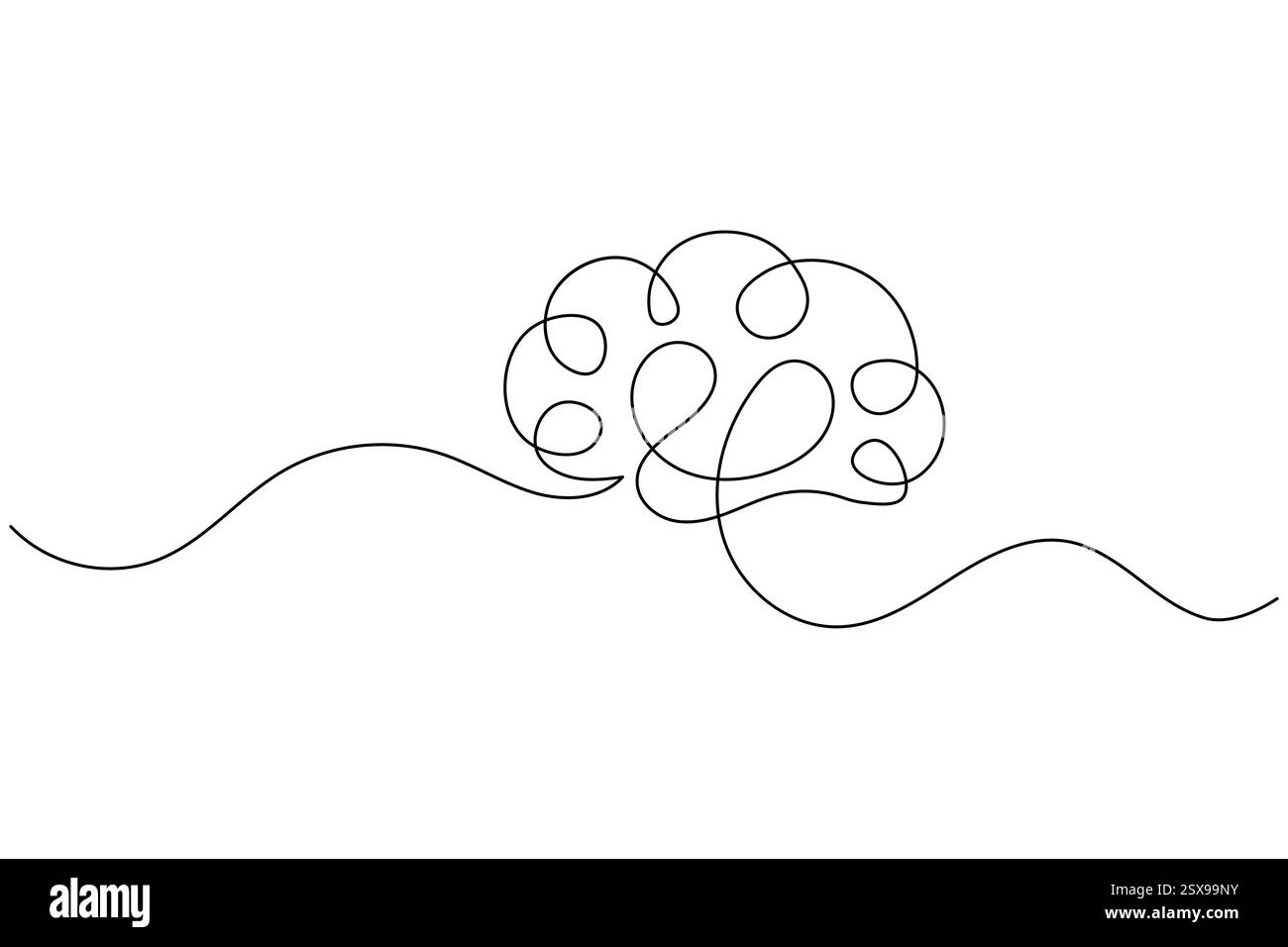 Brain One Line Design Human brain continuous one line drawing and minimalist style isolate ...