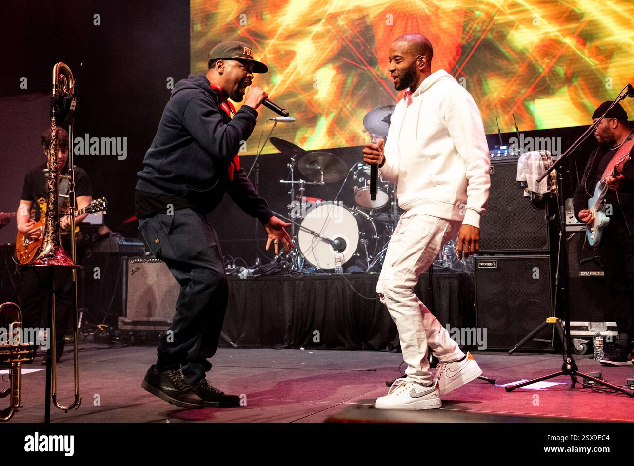 Juvenile, left, performs with Trombone Shorty of Trombone Shorty & Orleans Avenue during Shorty