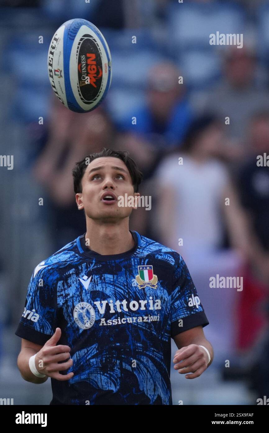 Italy's Ange Capuozzo during the Six Nations rugby union match between ...